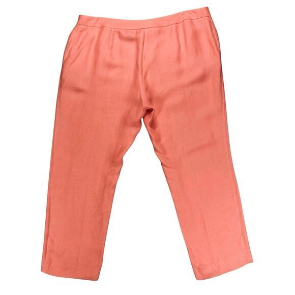 Dana Buchman Crop Pants Womens 16 Orange Linen Blend Lagen Look Classic Casual - Picture 5 of 14